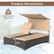 Outdoor Daybed with Adjustable Backrests 2-Person PE Rattan Patio Bed-Brown